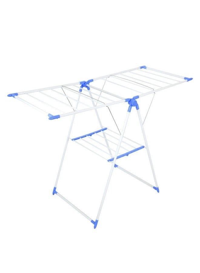 2-Level Foldable Indoor/Outdoor Clothes Drying Rack Height-Adjustable Wings Portable Dryer for Clothing and Towels  - Image 3