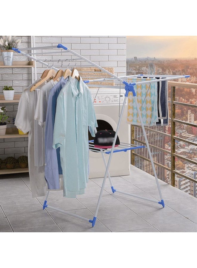2-Level Foldable Indoor/Outdoor Clothes Drying Rack Height-Adjustable Wings Portable Dryer for Clothing and Towels  - Image 4