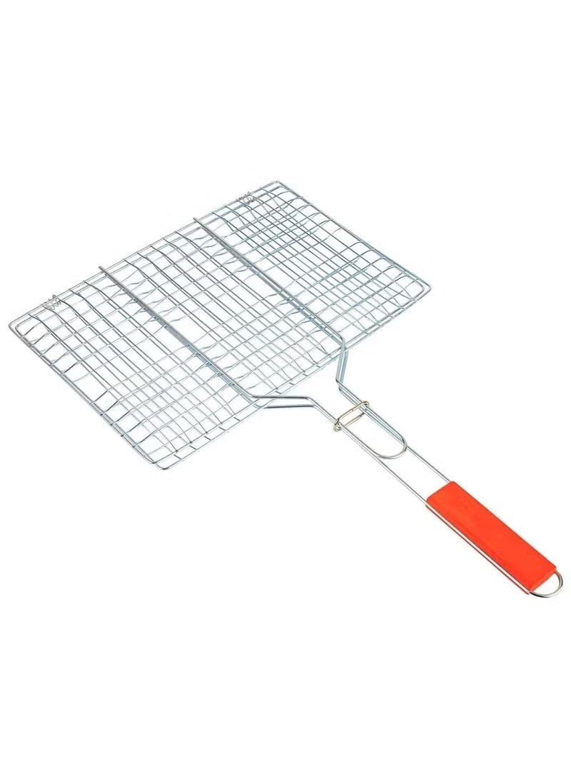 جرين تايجر شواية شبك مزدوج للشواء والسمك مع مقبض خشبي للطبخ الخارجي والتخييم - Image 1