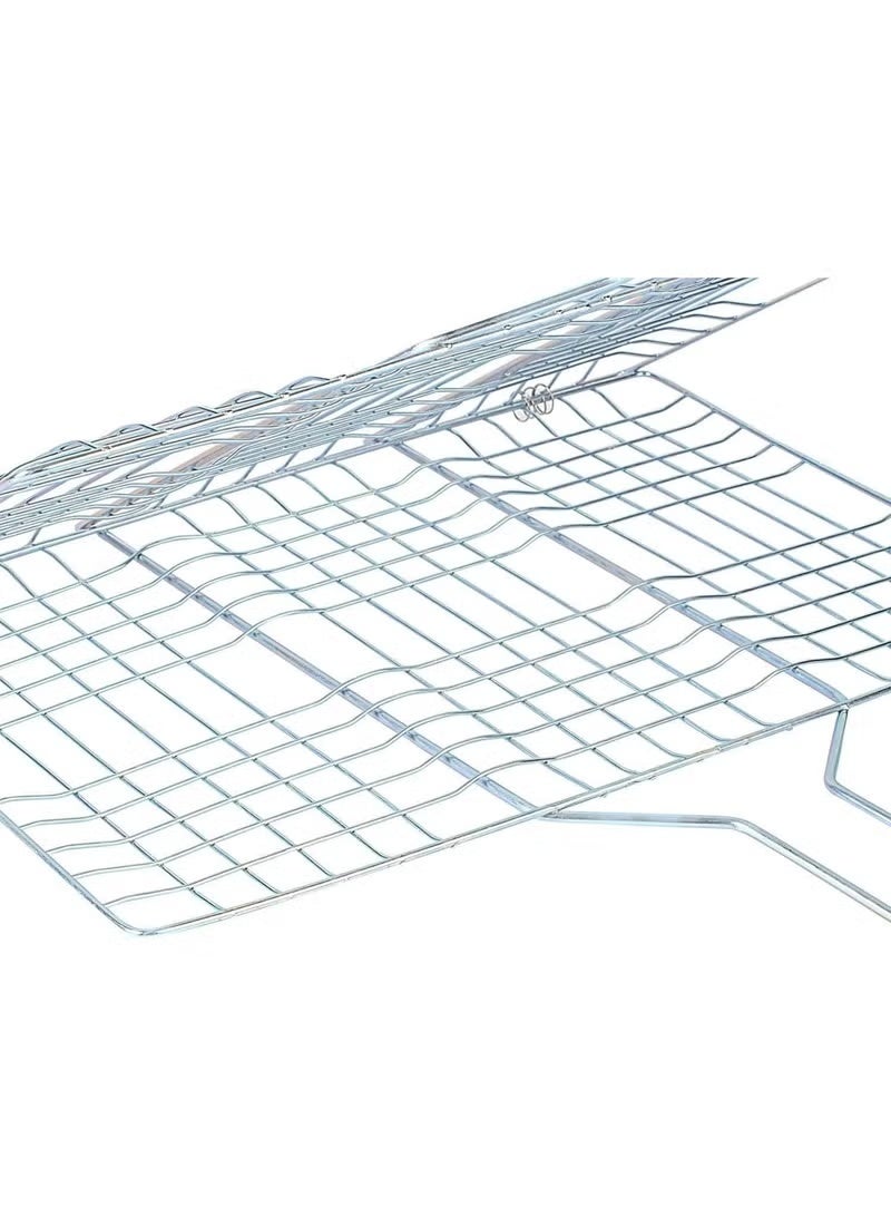 جرين تايجر شواية شبك مزدوج للشواء والسمك مع مقبض خشبي للطبخ الخارجي والتخييم - Image 4