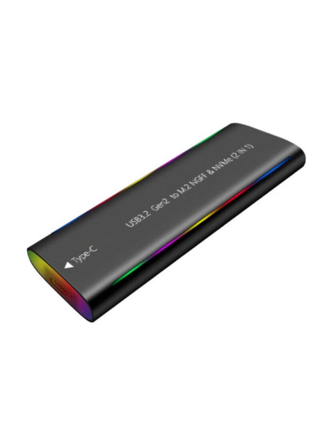 Biyoumei M.2 Nvme Portable Hard Drive Enclosure, Type-c 3.1 High-speed Hard Drive Enclosure, External Ssd And Mechanical Hard Drive Enclosure For Laptops And Tablets, Rgb Light Black Model