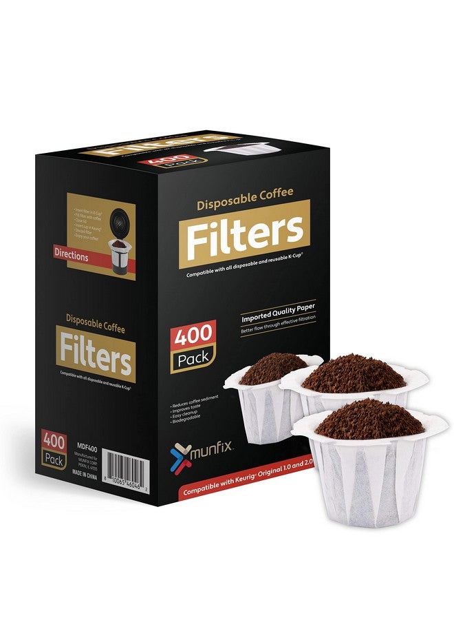 مونفيكس مرشحات قهوة للاستخدام مرة واحدة، 400 فلتر قهوة ورقي لماكينات تحضير القهوة كيوريج بسعة 1.0 و2.0، متوافقة مع جميع العلامات التجارية، فلتر كوب قابل لإعادة الاستخدام، أبيض - Image 1