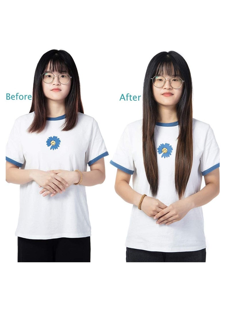 إستيل وصلات شعر من 4 قطع و 11 مشابك شعر مستقيمة سميكة كاملة الرأس مزدوجة اللحمة على وصلات إطالة الشعر الاصطناعية للنساء بني داكن مزيج بني فاتح مستقيم - Image 5