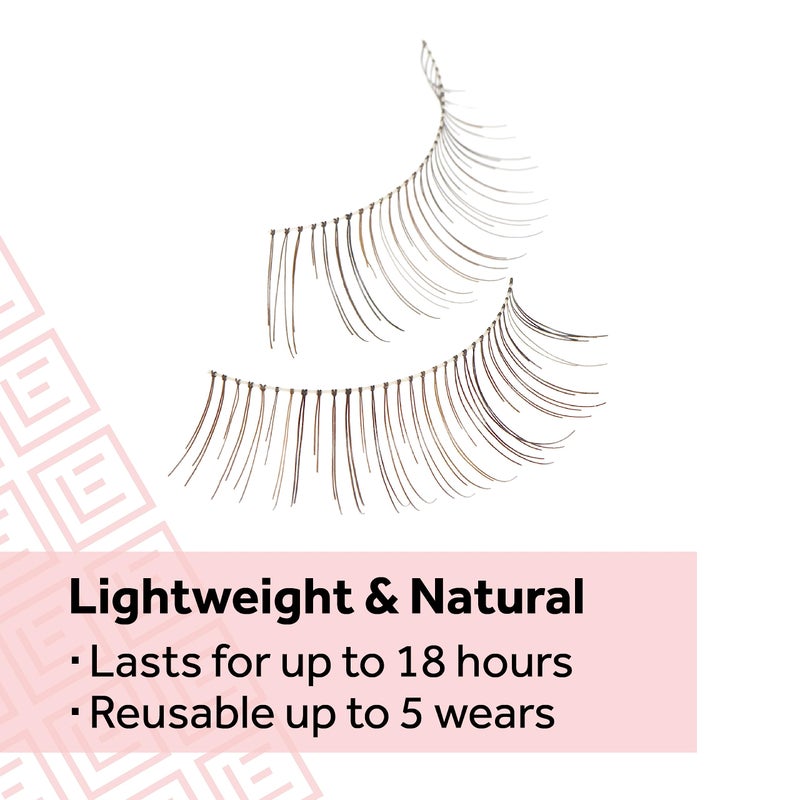 Eylure Naturals No. 020 Reusable Eyelashes, Adhesive Included, Black, 4 Pair - Image 3