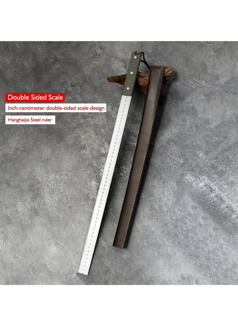 Hanghaijia 5mm Thick Manganese Steel Hardened Centimeter Inch Dual Scale Measuring Tool Ruler with Holster with Handle  - Image 2