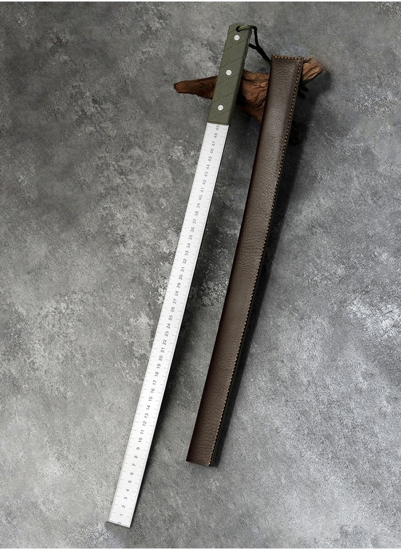 Hanghaijia 5mm Thick Manganese Steel Hardened Centimeter Inch Dual Scale Measuring Tool Ruler with Holster with Handle  - Image 1