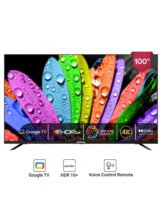 تلفزيون 100 بوصة 4K UHD جوجل TV، دولبي فيجن، HDR10+، معدل حركة 120 هرتز 2025 100NIKGOOGLE أسود