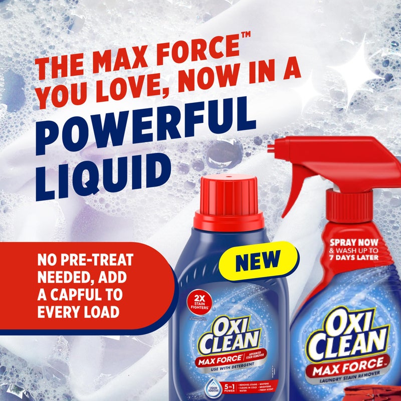 OxiClean Max Force Advanced Laundry Stain Remover Liquid Additive, Use with Detergent to Remove Stubborn Stains, Whiten, Brighten, and Boost Freshness, for All Temps and Washing Machines, 45 fl oz - Image 2