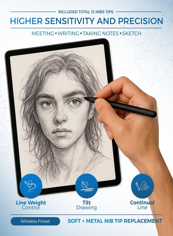 WirelessFinest رؤوس أقلام معدنية ناعمة بديلة لجهاز سامسونج جالاكسي تاب S10 ألترا سبن S9 S8 S7 S10+ S9+ S8+ تاب S9 ألترا S6 لايت S24 S23 S22 ألترا نوت 9 نوت 8 S Pen كينغ رايت + أداة، 10 قطع قياسية + 2 قطع معدنية - Image 3