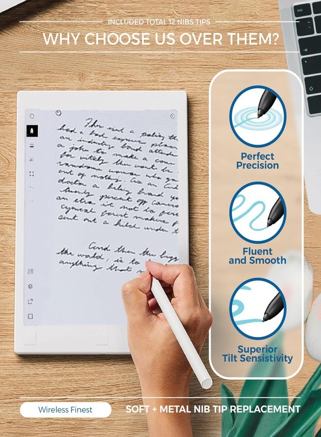 WirelessFinest رؤوس أقلام معدنية ناعمة بديلة لجهاز سامسونج جالاكسي تاب S10 ألترا سبن S9 S8 S7 S10+ S9+ S8+ تاب S9 ألترا S6 لايت S24 S23 S22 ألترا نوت 9 نوت 8 S Pen كينغ رايت + أداة، 10 قطع قياسية + 2 قطع معدنية - Image 5