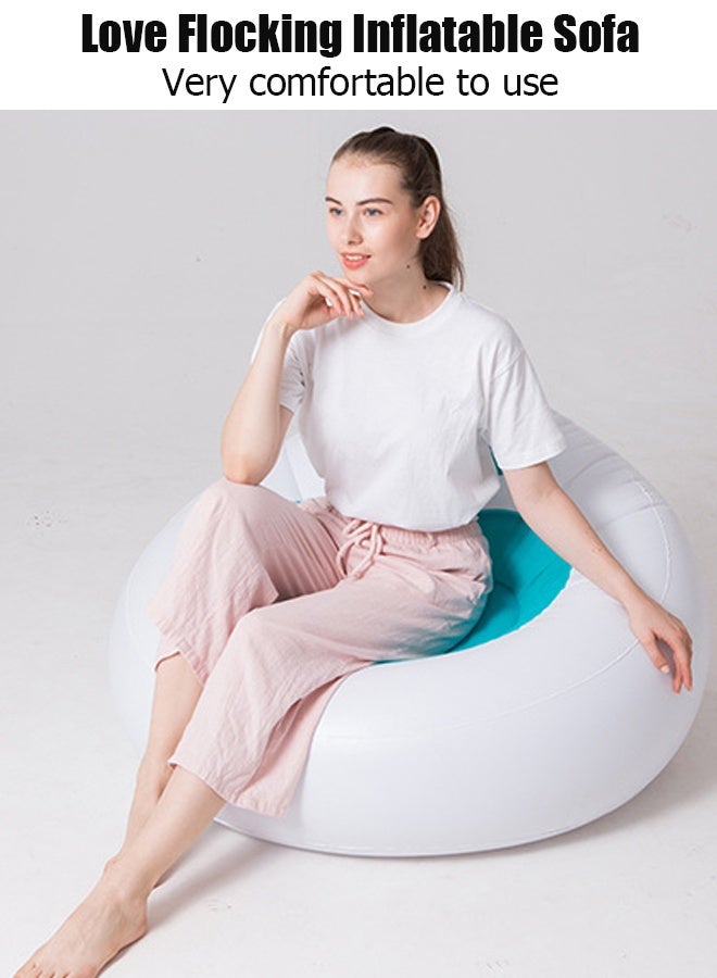 Generic New inflatable foldable lazy sofa love heart shape flocking recliner with backrest sofa chair leisure lunch chair gift small household single sofa lazy sofa  - Image 2