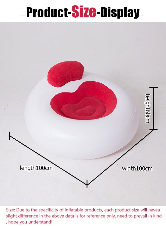 Generic New inflatable foldable lazy sofa love heart shape flocking recliner with backrest sofa chair leisure lunch chair gift small household single sofa lazy sofa  - Image 5