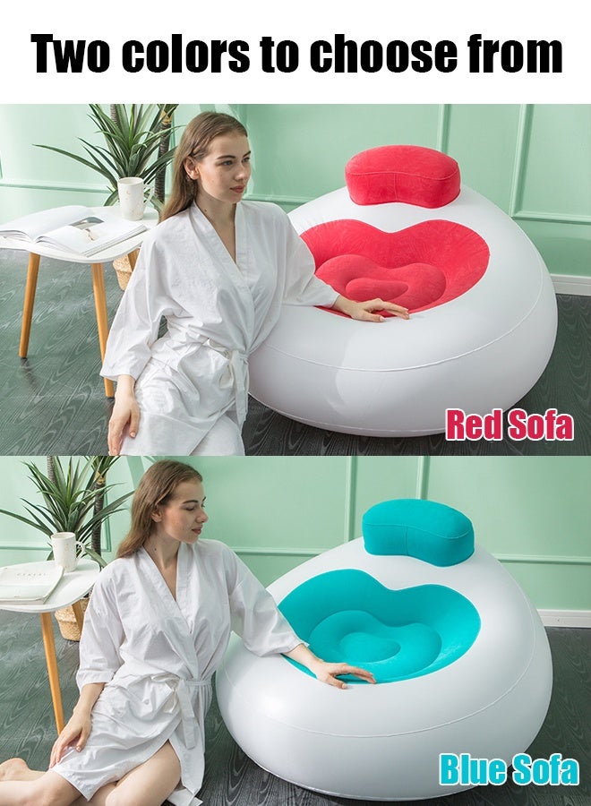 Generic New inflatable foldable lazy sofa love heart shape flocking recliner with backrest sofa chair leisure lunch chair gift small household single sofa lazy sofa  - Image 3