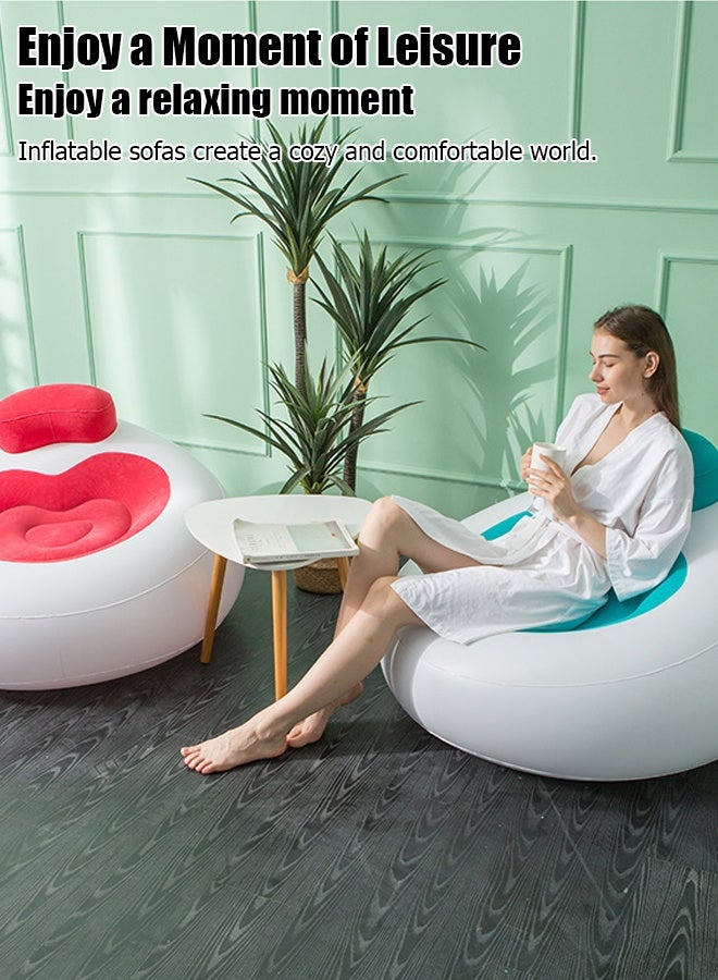 Generic New inflatable foldable lazy sofa love heart shape flocking recliner with backrest sofa chair leisure lunch chair gift small household single sofa lazy sofa  - Image 4