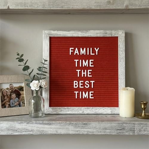 C CRYSTAL LEMON Rustic Red Felt Letter Board 10x10 Inch, 336 Letters Numbers and Symbols, Changeable Wooden Message Board with Wall Mount and Display Stand - Image 4