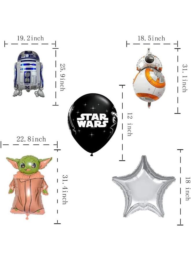 الأزرق جي دبليو مجموعة بالونات Star Wars مكونة من 19 قطعة، بالونات أطفال، ألعاب فيديو ذات طابع ماندالوريان، حفلة عيد ميلاد الطفل، فيلم رقائق معدنية من Dalloon، لوازم زينة باقة Star Wars للأطفال والأولاد والبنات - Image 2