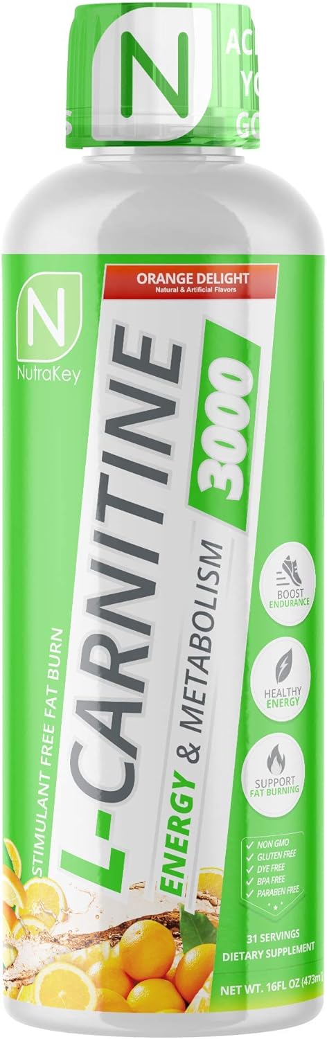 NutraKey LCarnitine 3000mg No Sugar Gluten Free Turn Into Fuel Orange Delight 31 Servings - Image 1