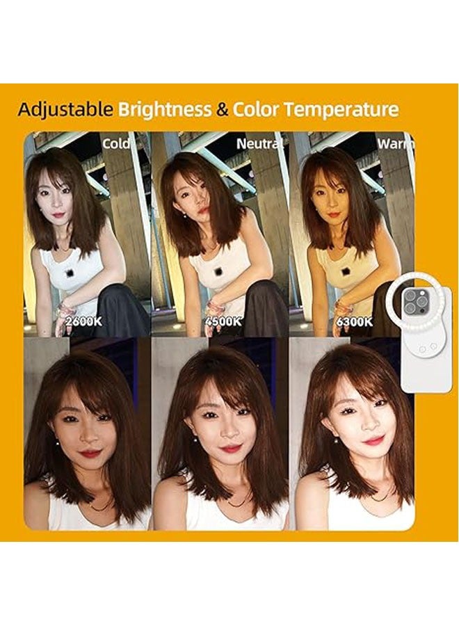 Rechargeable selfie light and phone light clip for iPhone, LED phone light with adjustable brightness, perfect for selfies, makeup, TikTok, live streaming, and video conferencing with magnets - Image 3