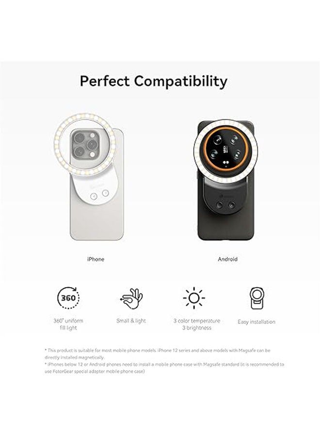 Rechargeable selfie light and phone light clip for iPhone, LED phone light with adjustable brightness, perfect for selfies, makeup, TikTok, live streaming, and video conferencing with magnets - Image 5