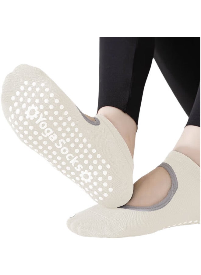 Dweck Yoga Socks, Non-Slip, Professional, For Women, Pilates Training, Indoor Use, For Jump Rope Exercises, Sports Socks, Milk White Color - Image 2