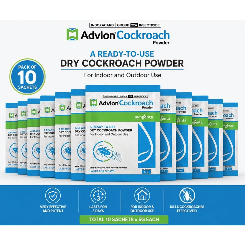 Advion Cockroach Powder 5g – Ready-to-Use Dry Cockroach Killer for Indoor & Outdoor Use (10 Sachets)