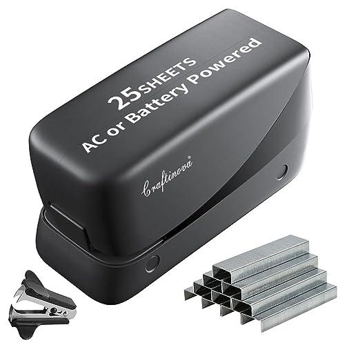 Craftinova Electric Stapler, 25 Sheet Automatic Stapler, Include 2000 Staples and 1 Staple Remover, Jam Free, Professional and Home Office，Battery not Included，AC or Battery Powered - Image 1