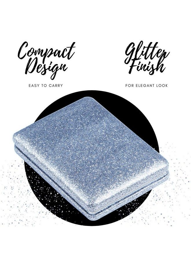 Scarlet Line Small Double Sided Foldable Purse Mirror For Women Rectangle Magnifying Hand Mirror For Makeup Handy Compact Design Travel Mirror Silver - Image 4