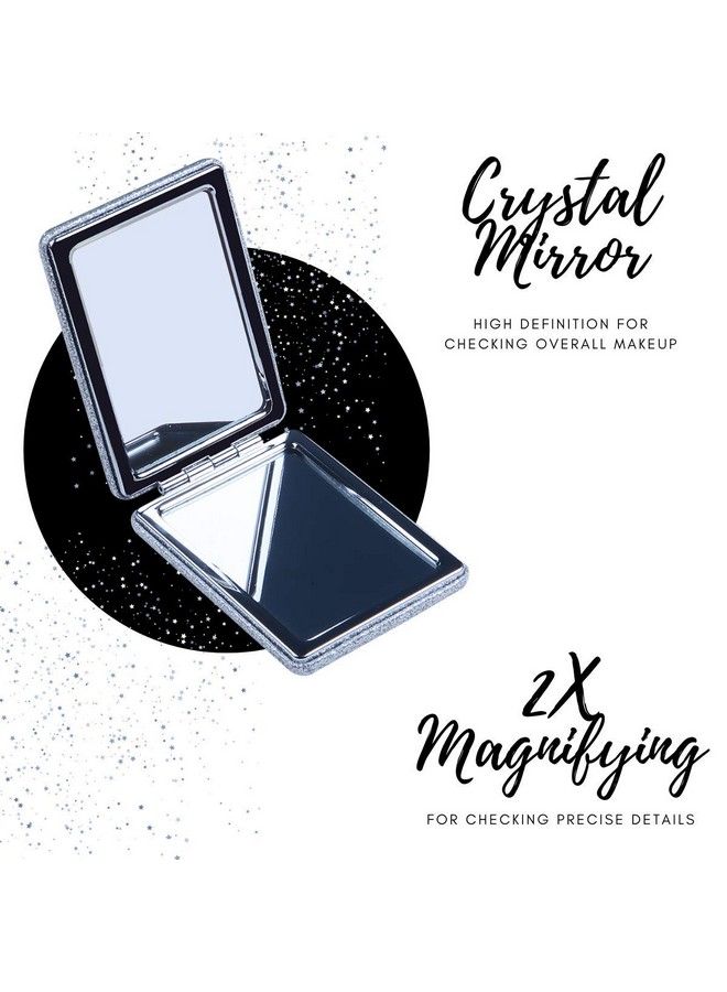 Scarlet Line Small Double Sided Foldable Purse Mirror For Women Rectangle Magnifying Hand Mirror For Makeup Handy Compact Design Travel Mirror Silver - Image 3