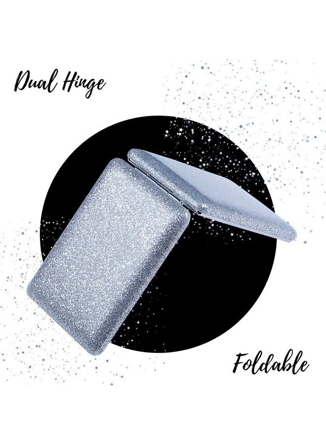 Scarlet Line Small Double Sided Foldable Purse Mirror For Women Rectangle Magnifying Hand Mirror For Makeup Handy Compact Design Travel Mirror Silver - Image 5