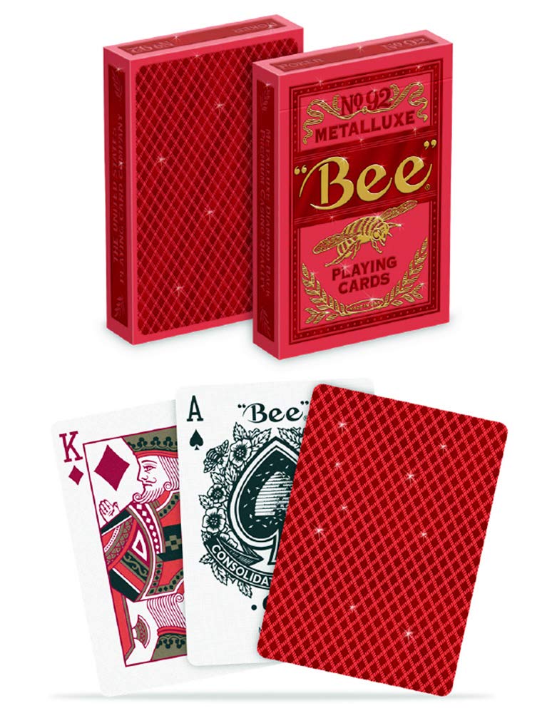Bee MetalLuxeâ„¢ Playing Cards - Red Foil Diamond Back, Standard Index - Image 2