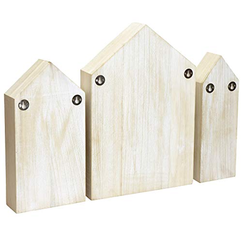 Ikee Design House-Shaped Wooden Shadow Cubby Box Display Shelf Organizer Storage Shadow Box for Mini Figures, Set of 3, Wash White Color, 10 W x 2 1/4 D x 15 H in - Image 4