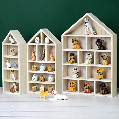 Ikee Design House-Shaped Wooden Shadow Cubby Box Display Shelf Organizer Storage Shadow Box for Mini Figures, Set of 3, Wash White Color, 10 W x 2 1/4 D x 15 H in - Image 5