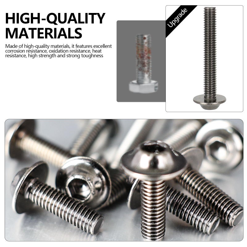 MOCODUO Motorcycle Fairing Bolt Kits, 195Pcs M5 M6 Stainless Steel Windscreen Screws Fastener Clips Universal Fits for Sportbike Kawasaki Suzuki Honda Yamaha BMW Ducati GSXR Motorcycle Accessories Titanium - Image 5