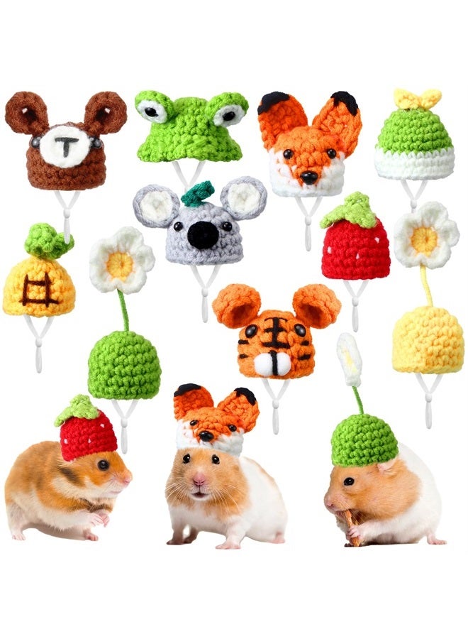 Kajaia 10 Pcs Hamster Hat Small Animals Cute Tiny Hat Mini Hand Knitted Hats for Snakes Pets Bearded Dragon Guinea Pig Bunny Costume Accessories Holiday Parties (Cute Style) - Image 1