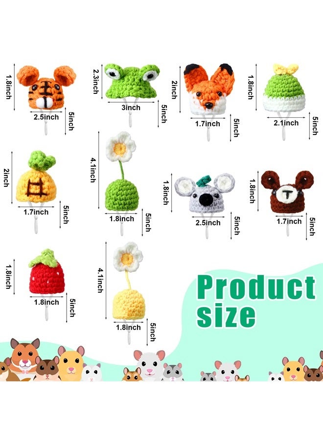Kajaia 10 Pcs Hamster Hat Small Animals Cute Tiny Hat Mini Hand Knitted Hats for Snakes Pets Bearded Dragon Guinea Pig Bunny Costume Accessories Holiday Parties (Cute Style) - Image 2