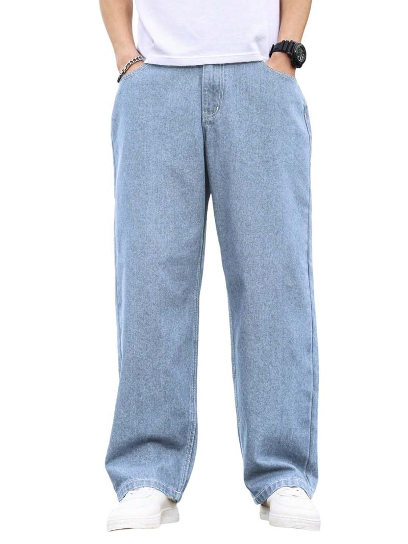 KOTTY Men's Solid Zero Gravity Baggy Storm Breaker Shadow Jeans(Blue,30) - Image 1