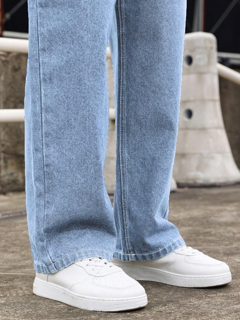 KOTTY Men's Solid Zero Gravity Baggy Storm Breaker Shadow Jeans(Blue,30) - Image 4
