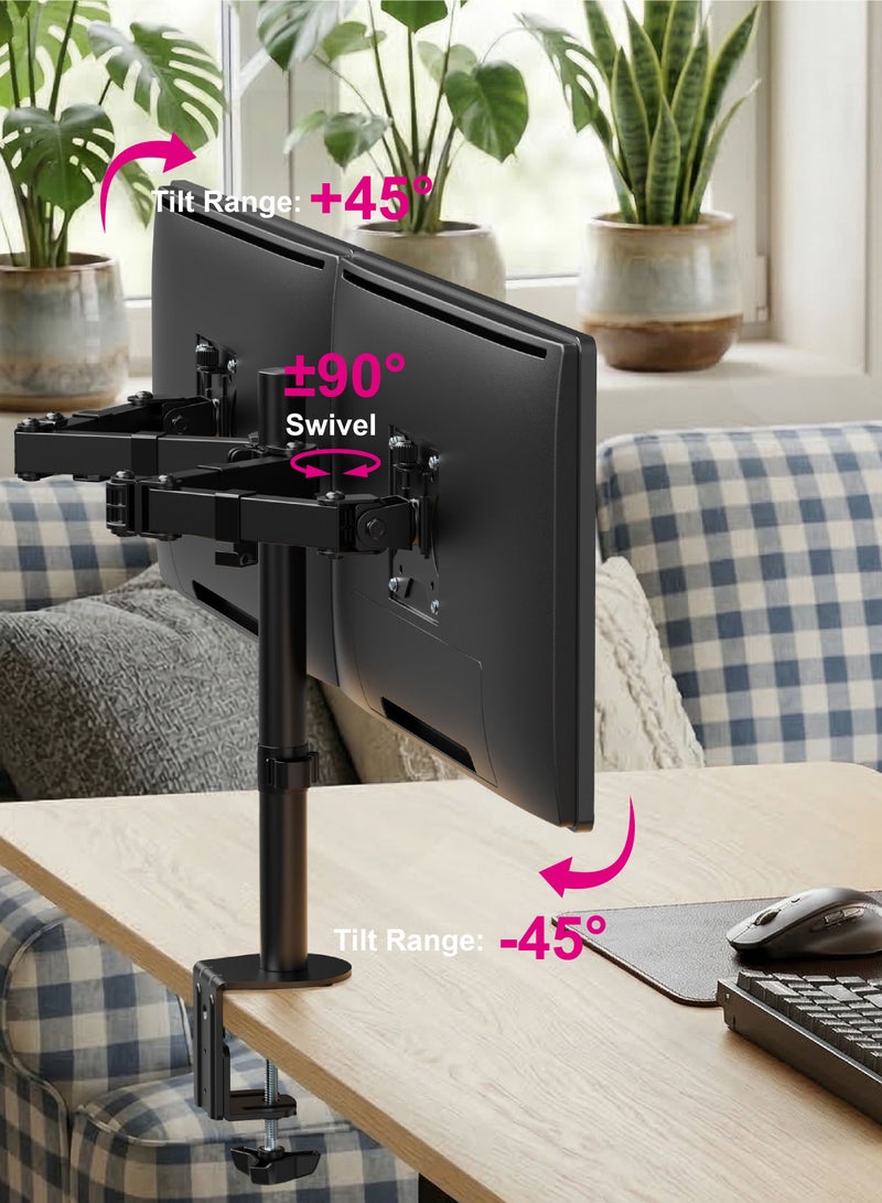 سكيل تك حامل SH 024N ثنائي الشاشة اقتصادي ومفصلي لمعظم الشاشات مقاس 13-32 بوصة، VESA 100x100، أقصى سعة تحميل 16 كجم - Image 2