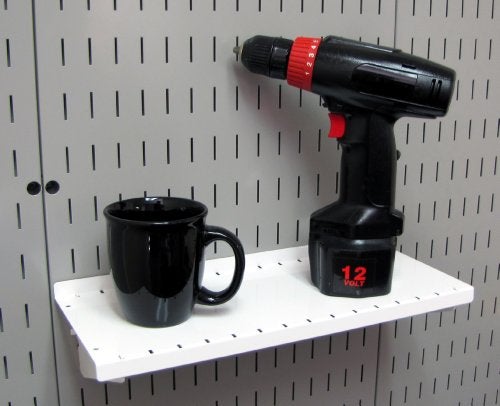 Wall Control Shelf 6in Deep Pegboard Shelf Assembly Pegboard and Slotted Tool Board – White - Image 2