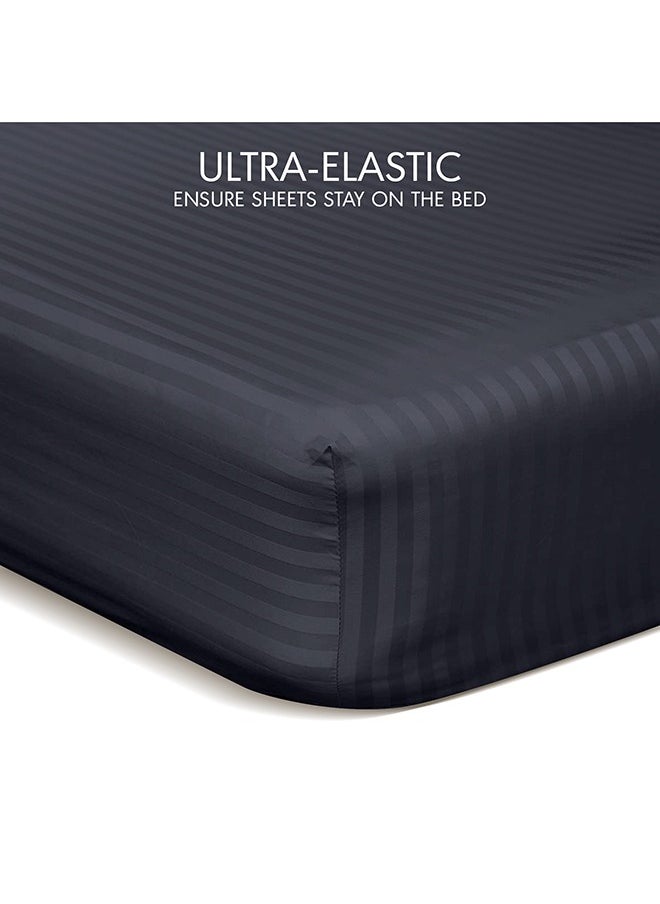 Hotel Linen Klub - Hotel Linen Klub  Reversible Down Alternative Comforter  Set -Ultra Soft Brushed Stripe Microfiber Fabric, 200GSM Soft Fibersheet Filling, Size :Single 160 x 200cm , Color: Charcoal & Lt. Grey - Image 1