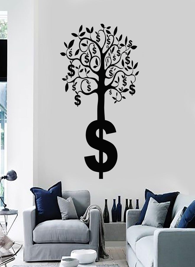 SnappySticker Branch Dollars Symbol Wall Sticker for Bedroom Living Room Office ? Large Removable Waterproof Vinyl Wall Decal ? Home Decor Sticker Size: 27 X40