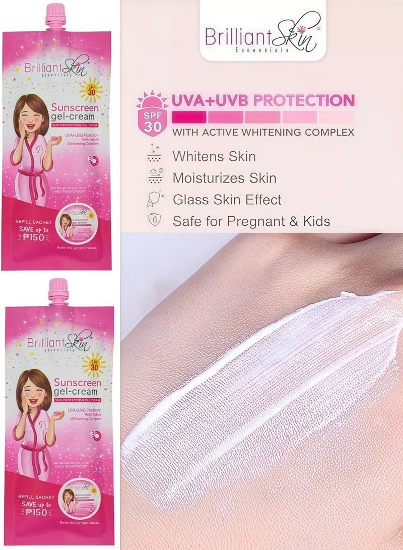 بريليانت سكين قطعتان – كريم جل واقي من الشمس Brilliant Skin بمعامل حماية SPF 30 مع مركب تبييض - Image 3