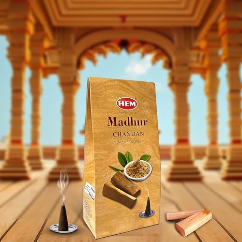 Hem Madhur Chandan Dhoop Cones | Sandalwood Fragrance for Pooja, Meditation & Festivals | Long-Lasting Aroma | Charcoal-Free Premium Dhoop Cones | 100g (Approx. 43 Cones)| Buning Time - 35-40 min*| - Image 2