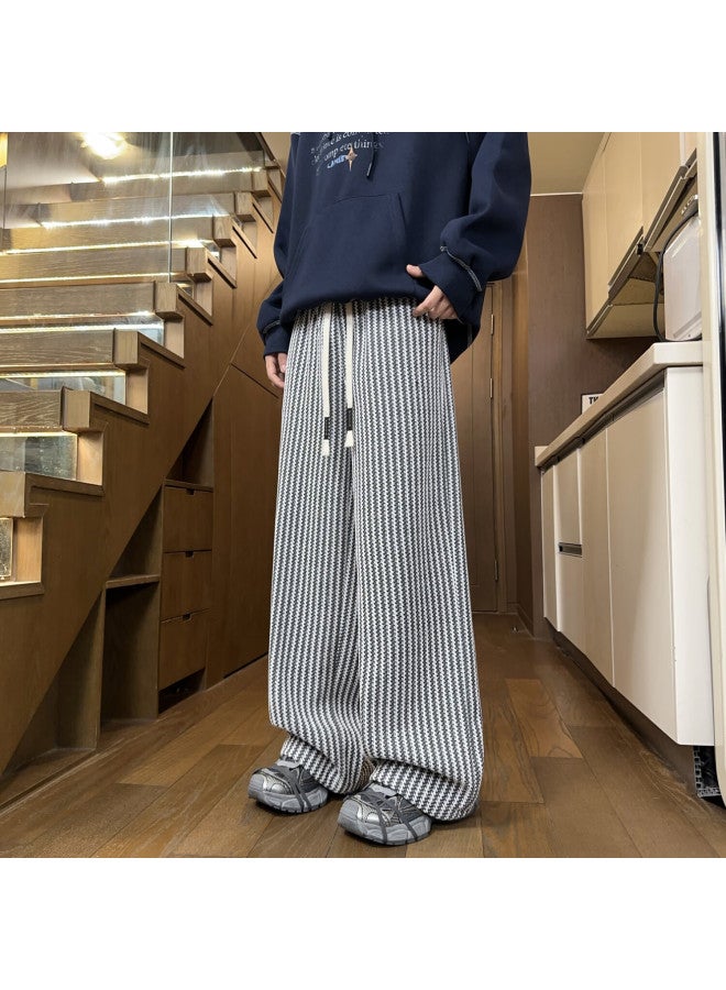 Swamp Area Black Baitiao Patterned Pants For Men, Spring And Autumn Trendy American Straight-leg Loose Casual Trousers, Ks622 White 2XL - Image 2