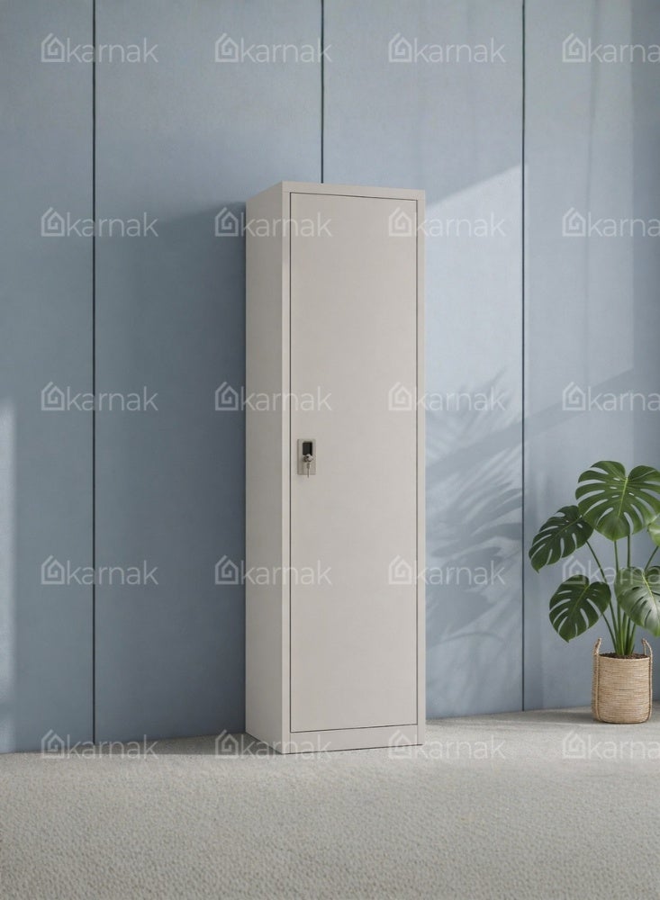 Karnak Navora 1-Door Steel Wardrobe Locker with Key | Metal Storage Cabinet with Shelves & Clothes Hanger for Office & Home Storage Cupboard (Grey) - Image 5
