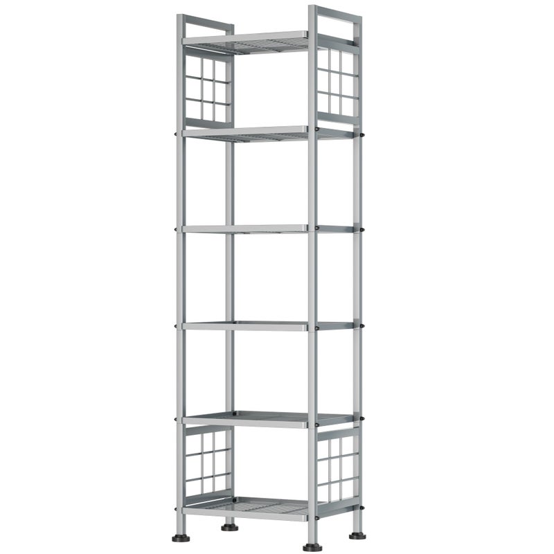 GIOTORENT 6Wire Standing Storage Shelf Metal Shelving Unit Pantry Rack for Laundry Kitchen Bathroom OrganizerSilver