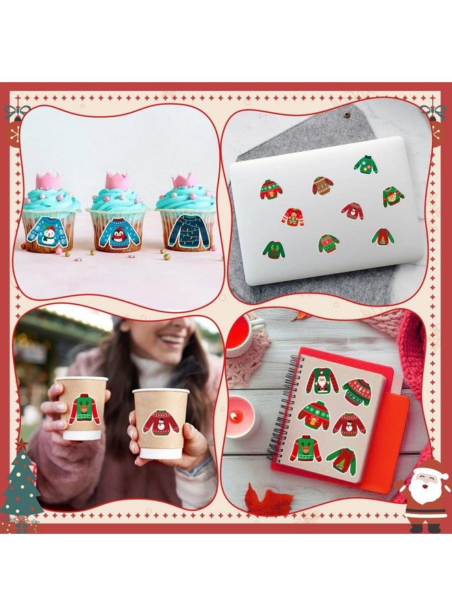 BeYumi Christmas Sweater Shaped Sticker - 1000Pcs Christmas Sweaters Stickers In 2 Rolls Winter Adhesive Cute Funny Wintertime Pullover Sweater Decal Holiday Party Favor Tag Gift Bottle Decor For Kids  - Image 5