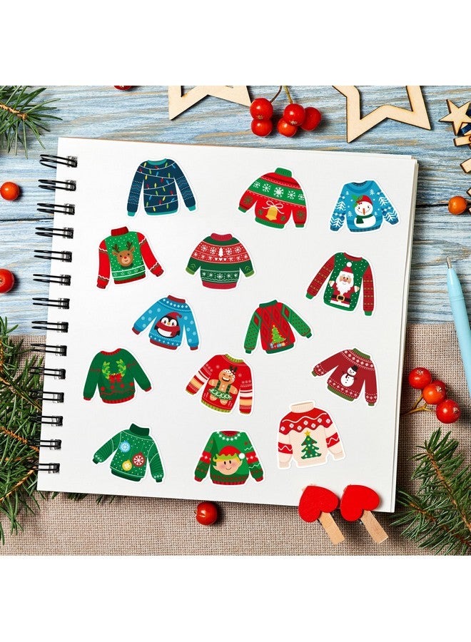 BeYumi Christmas Sweater Shaped Sticker - 1000Pcs Christmas Sweaters Stickers In 2 Rolls Winter Adhesive Cute Funny Wintertime Pullover Sweater Decal Holiday Party Favor Tag Gift Bottle Decor For Kids  - Image 4