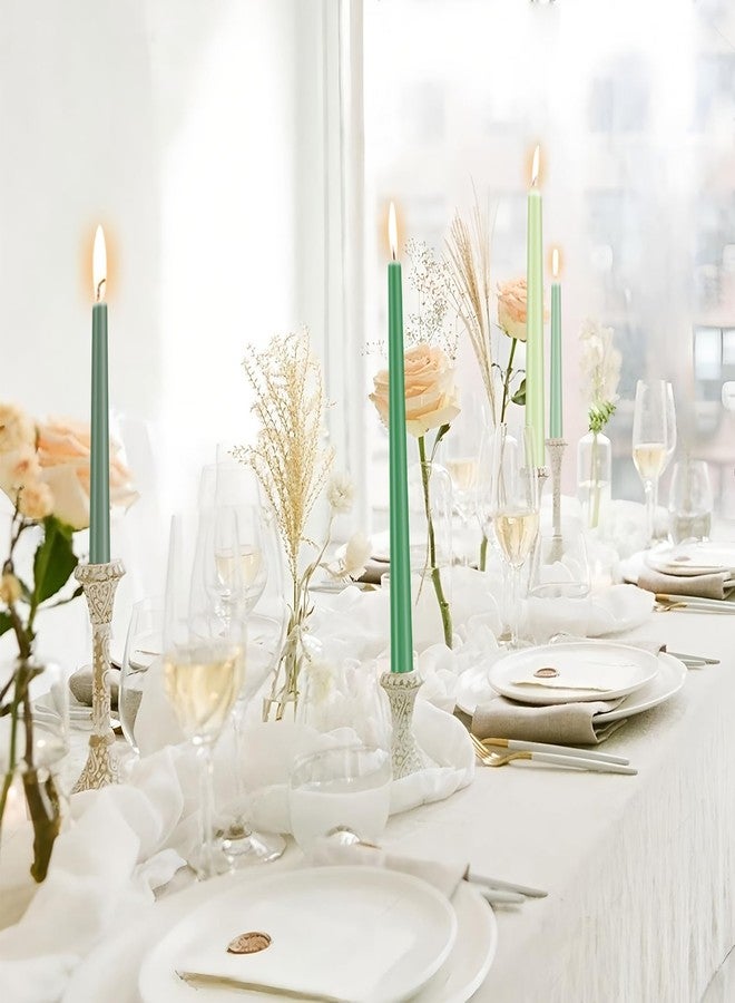 Xvvirnt 12 Pack Taper Candles, 10 inch Green Gradient Taper Candle, Dripless and Smokeless Long Tall Tapered Candles, Unscented Dinner Candle for Wedding Party Home Decor Candlesticks - Image 3
