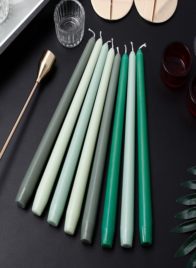 Xvvirnt 12 Pack Taper Candles, 10 inch Green Gradient Taper Candle, Dripless and Smokeless Long Tall Tapered Candles, Unscented Dinner Candle for Wedding Party Home Decor Candlesticks - Image 5